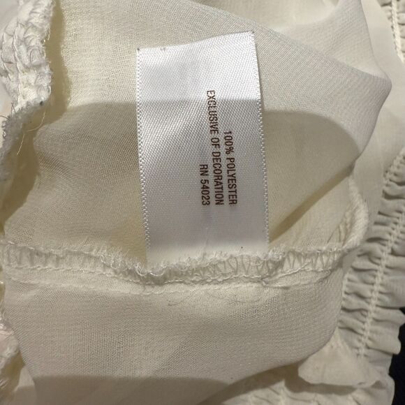 Old Navy Cream Tie-Top Elastic Waist Flowy Blouse - VGUC Size M - Picture 3 of 3